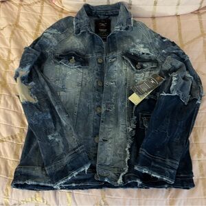 NEW MENS JORDAN CRAIG Ambition Denim Trucker Jacket Aged Washed